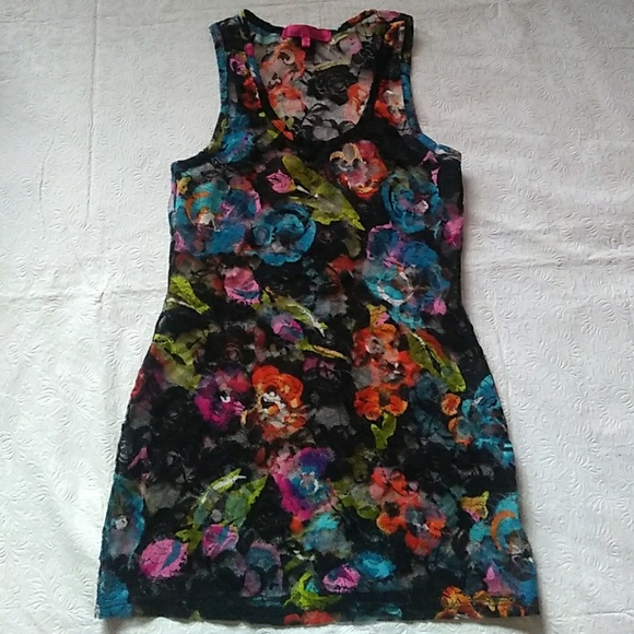 Almost Famous Sheer Lace Mesh Floral Print Top - Picture 7 of 8